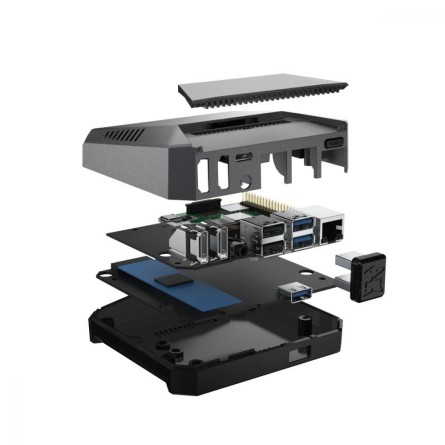 Nouveau Boîtier ventilé M2 pour Raspberry Pi 4 bouton ON/OFF + Compartiment  SSD