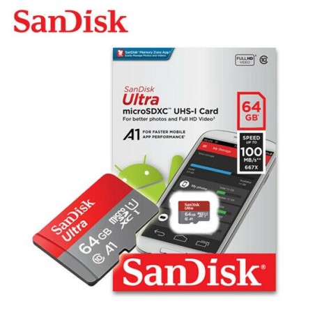 Carte MicroSD 64Go Classe 10 Sandisk