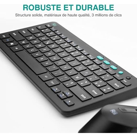 Clavier et souris sans fil Rii RKM709 AZERTY