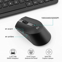 Clavier et souris sans fil Rii RKM709 AZERTY