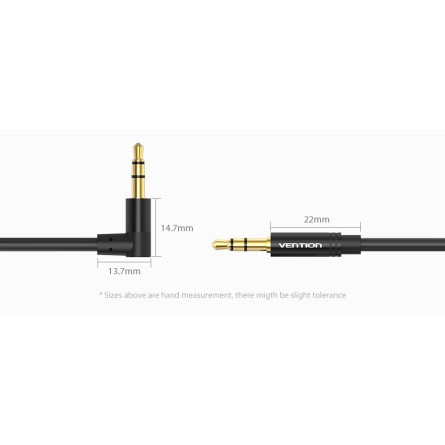 Câble Jack audio 3,5mm à 90° mâle/mâle