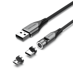 Câble magnétique rotatif  USB A vers USB-C/Micro-B