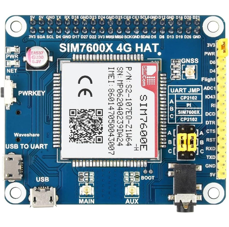 HAT de communication 4G/3G/2G pour Raspberry Pi