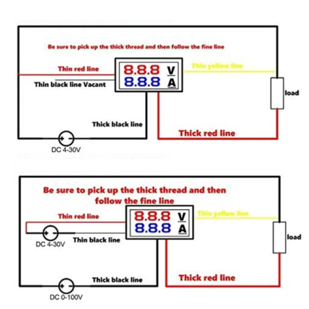 Brochage Mini ampèremètre voltmètre numérique