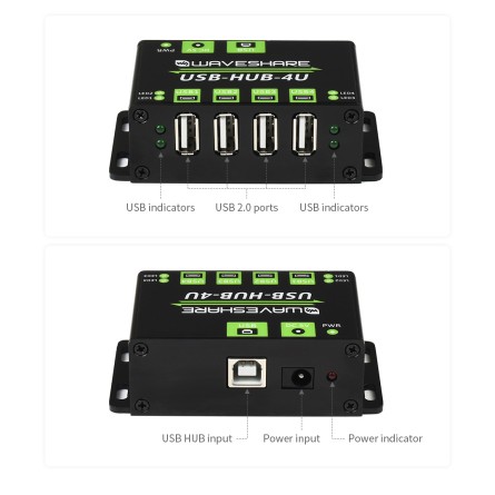 Ensemble des ports du HUB USB de qualité industrielle