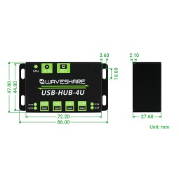 Dimensions du HUB USB de qualité industrielle