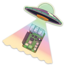 Official Raspberry Pi holographic UFO sticker