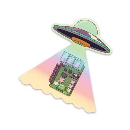 Official Raspberry Pi holographic UFO sticker