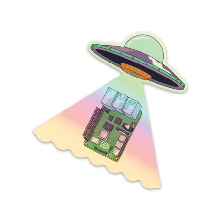 Official Raspberry Pi holographic UFO sticker