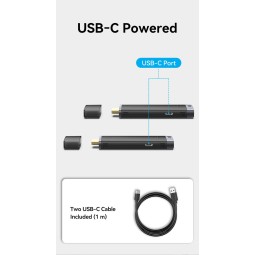 Wireless HDMI transmitter and receiver with included USB-C cable