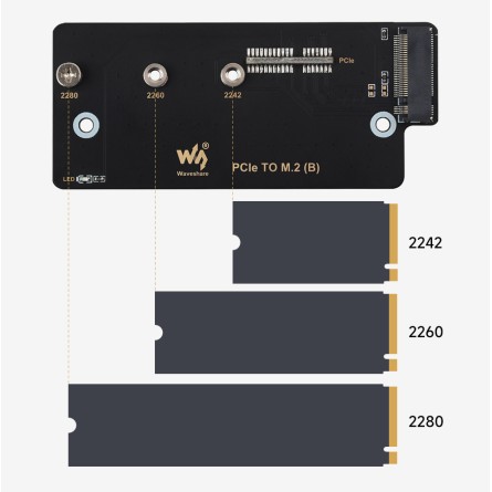 Formats SSD compatible avec l'Adaptateur PCIe vers M.2 pour CM4