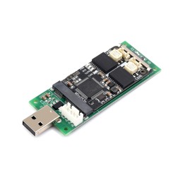 Adaptateur Mini-PCIe vers CAN 2 canaux connecté à l'adaptateur USB