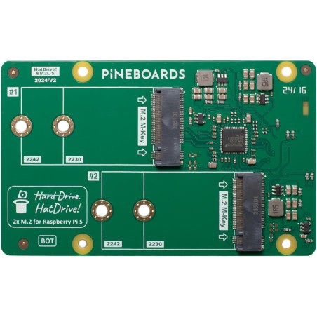 Vue supérieure Pineboards Dual NVMe pour Raspberry Pi 5