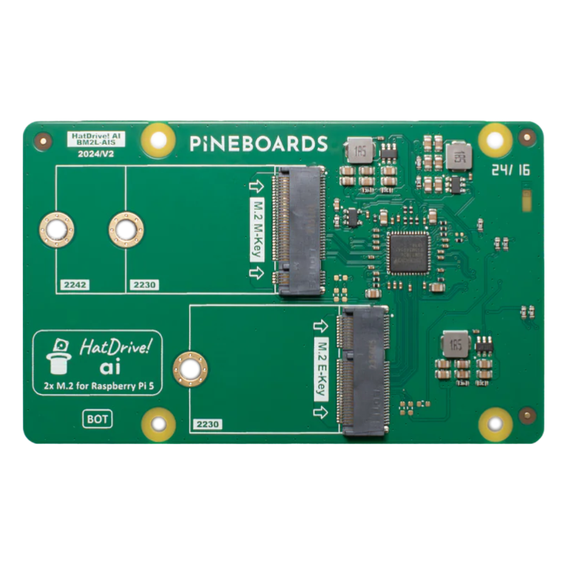 Vue supérieure du Pineboards AI pour Raspberry Pi 5