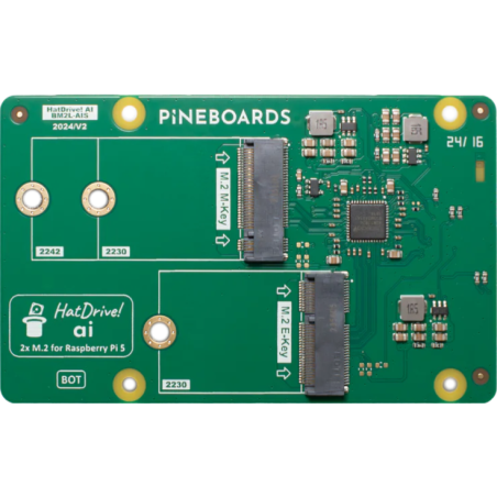 Vue supérieure du Pineboards AI pour Raspberry Pi 5