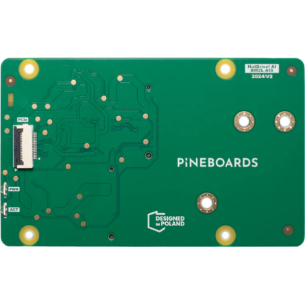 Vue inférieure du Pineboards AI pour Raspberry Pi 5