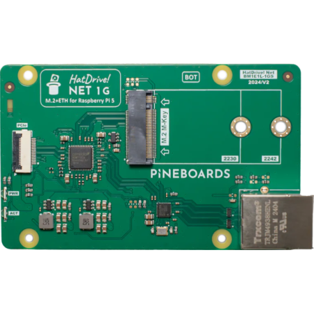 Vue supérieure Pineboards NET 1G pour Raspberry Pi 5