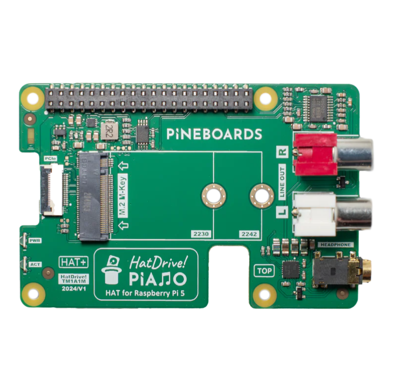 Vue supérieure du Pineboards Piano pour Raspberry Pi 5