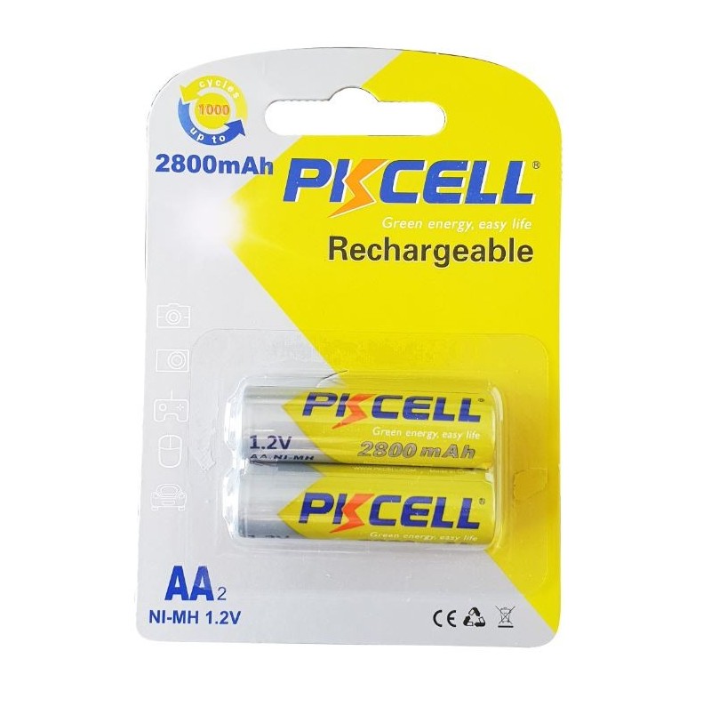 Pack 2 piles rechargeables AA PKCELL - KUBII