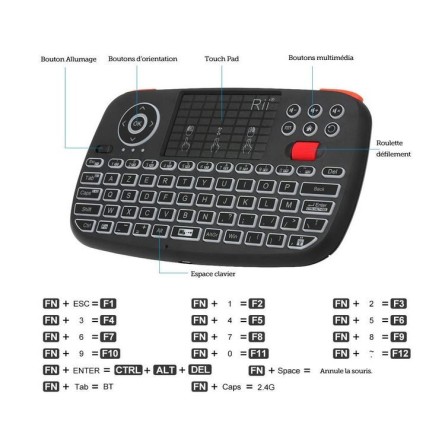 Rii  RiiTek FRANCE - Mini clavier, souris et télécommandes tout-en-un